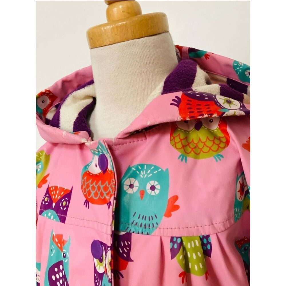 Hatley Toddler Girls 2 Owl Print Hooded Raincoat AS IS - Picture 7 of 13